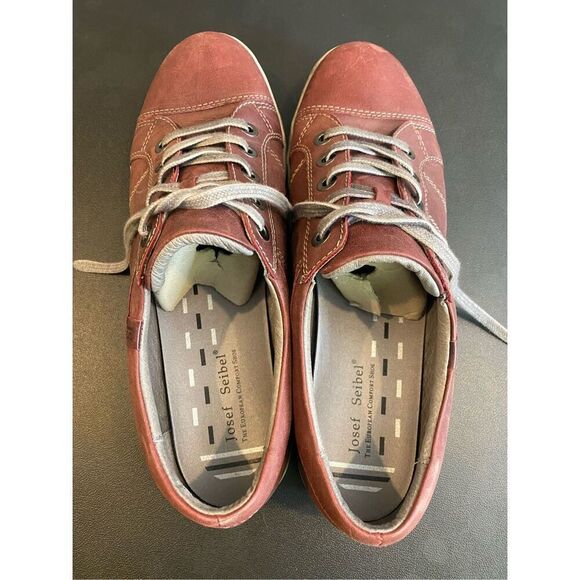 Josef Seibel Maroon Leather Comfort Shoe Men’s SZ 44 - Picture 6 of 12